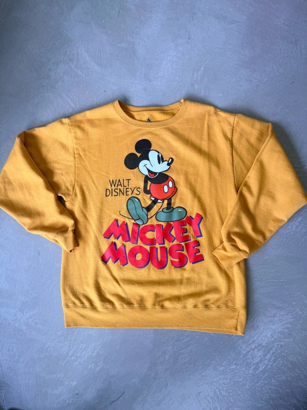 Disney Mustard Yellow Crewneck Sweatshirt with Mickey Mouse